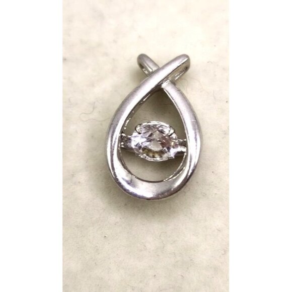 Sterling Silver 925 Pendant With Floating Crystal - Picture 1 of 2